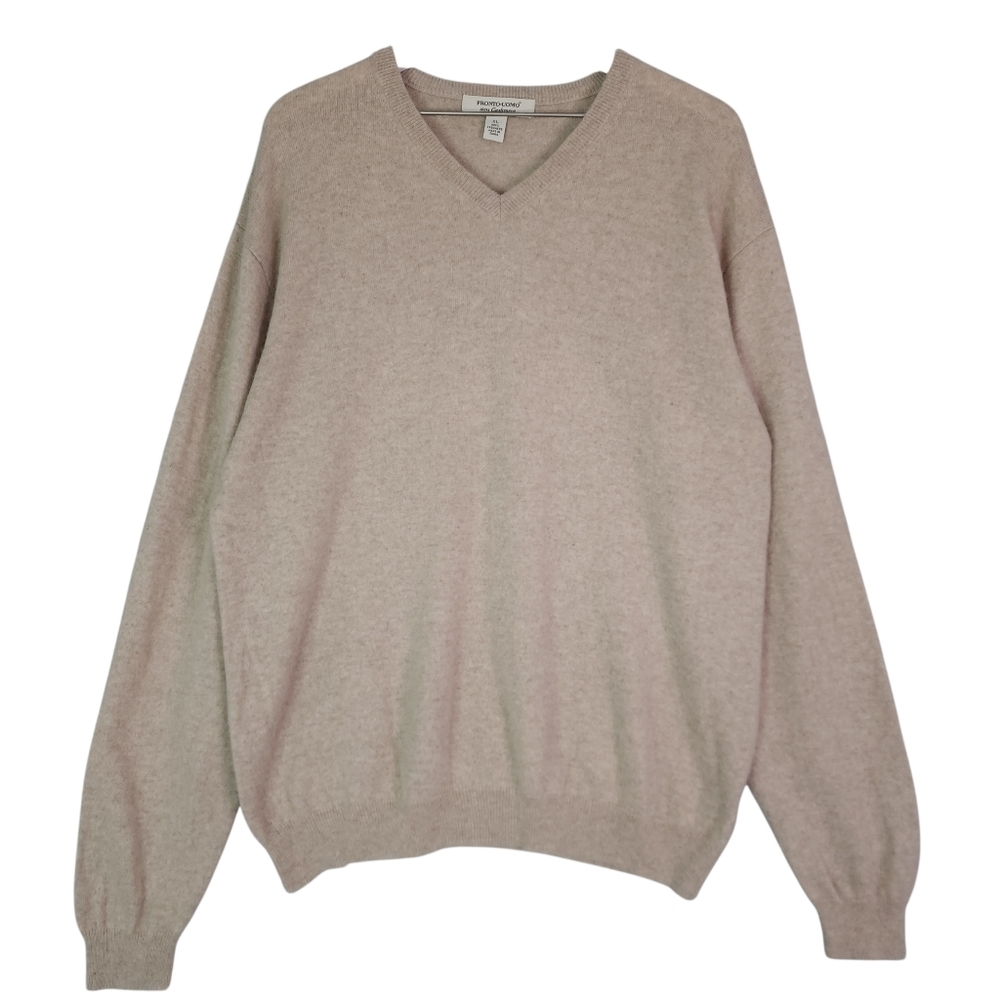 Pronto Uomo Cashmere Men's Beige V-Neck Sweater
